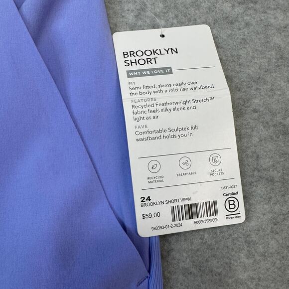 Athleta Brooklyn Short WMNS 24 Light Blue Purple Semi Fitted High Rise Pull On - Picture 9 of 14